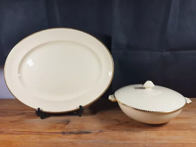 LIDDED BOWL / TUREEN & TRAY SUNBUFF A 4019  GRAYS POTTERY 1930's-1940's