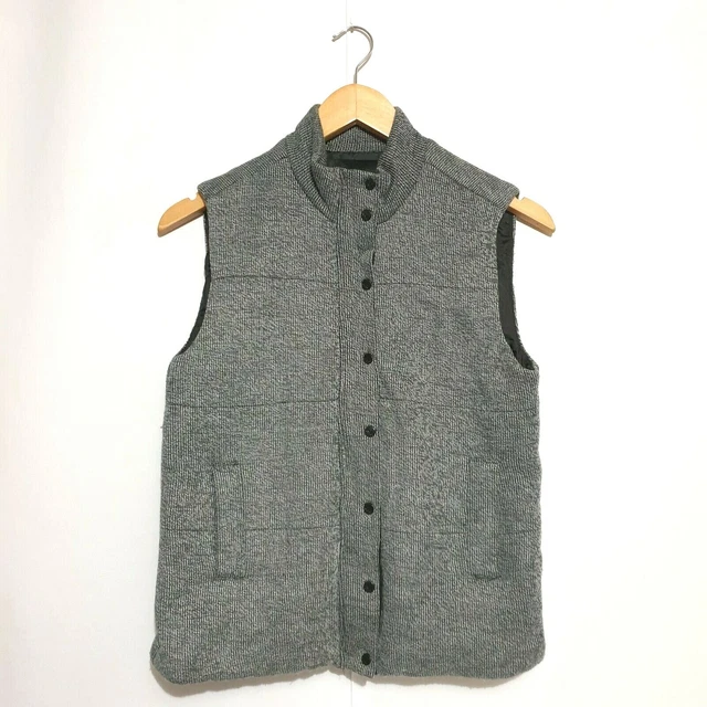 Dannii Minogue Vest 8P Grey Lined Cotton Collar Pockets Full Zip Petites