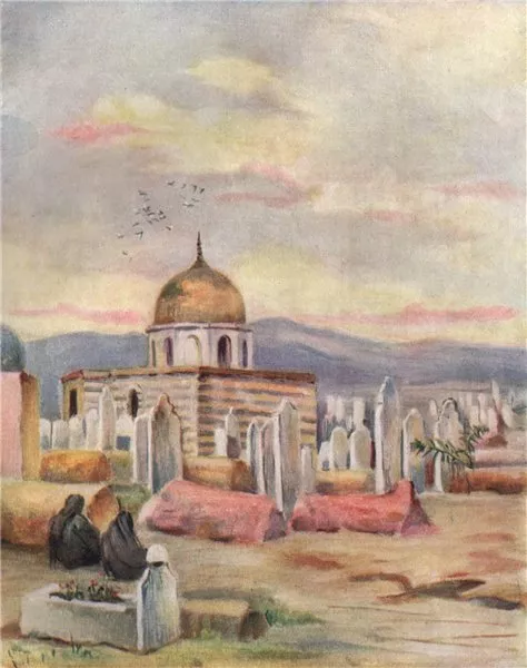 DAMASCUS. Tomb of Sitti Fatmeh by Margaret Thomas. Syria 1908 old print