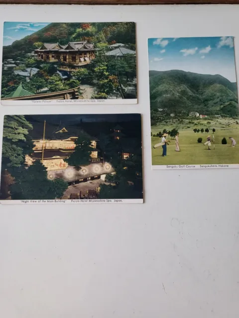 Vintage Japanese Japan Postcards Lot of 3 Uncirculated Golf course Miyanoshita