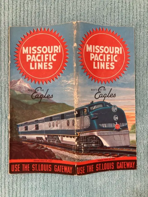 Vintage Railroad Timetable: 1947 MISSOURI PACIFIC LINES - Route of the Eagles