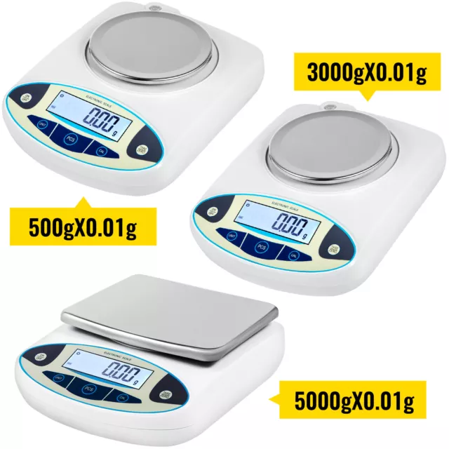 VEVOR Lab Analytical Balance 500/3000/5000g x 0.01g Digital High Precision Scale