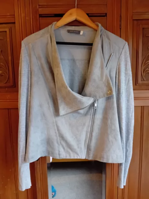 MINT VELVET GREY suede waterfall zipped jacket GOOD CONDITON size 14 25.00 PicClick UK