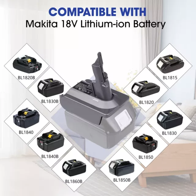 Makita LXT 18V Battery to Dyson V6/V7/V8 Series Handheld Vacuum Cleaner Adapter