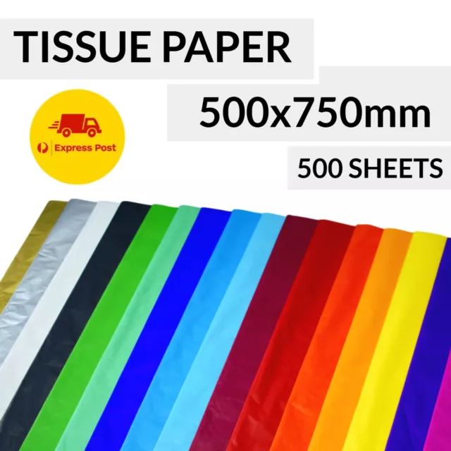 500 Sheets Tissue Paper 500x750mm Gift Wrap Colour Packaging 17gsm Express Post