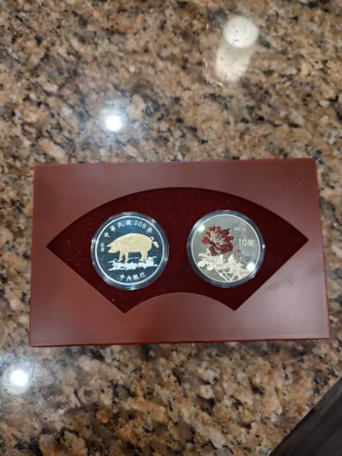 China Taiwan 2019 Lunar Pig Zodiac Commemorative Coin Set Silver Coin 1oz