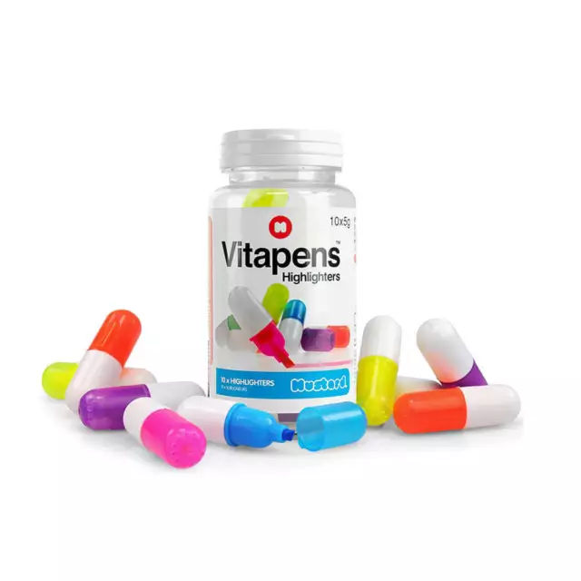 Vitapens Highlighters Pack Of 10 Capsule Shaped In Multiple Colors By Mustard