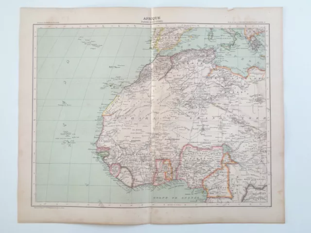 Africa Northwestern Card Antique 1901 Atlas Hatchet Old Map Mapping