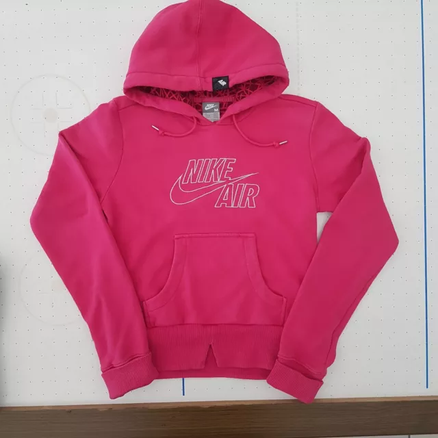 Womens Vintage Nike Air Hoodie Pink Centre Swoosh Silver Spell Out Size Medium