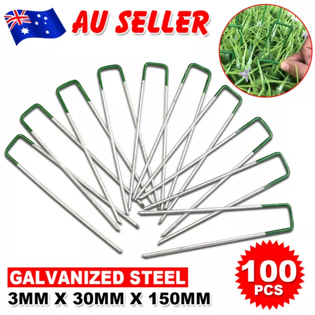 100-1000Pack Synthetic Artificial Grass Turf Pins Pegs U Fastening Lawn Weed Mat