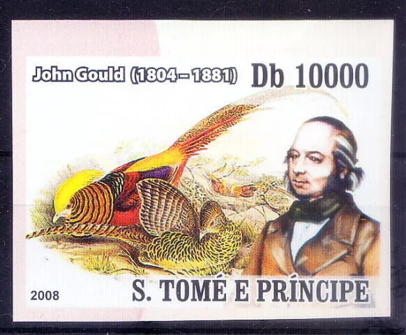 Sao Tome 2008 MNH Imperf, John Gould, Ornithologist, Father of Birds study  [F6]