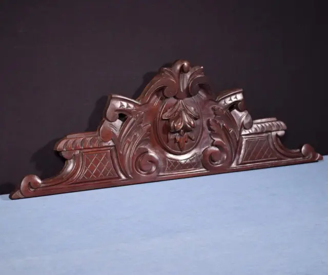 30" French Antique Hand Carved Pediment/Crest in Solid Walnut Wood Salvage