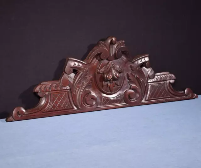30" French Antique Hand Carved Pediment/Crest in Solid Walnut Wood Salvage