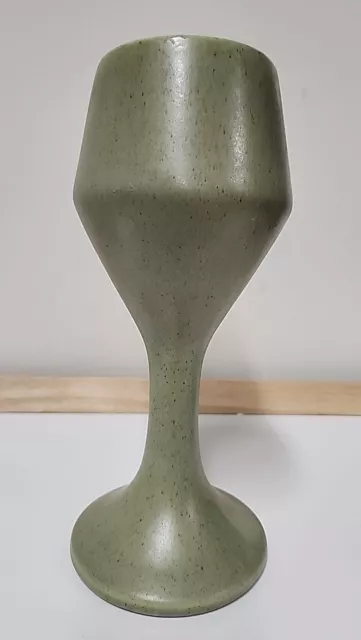 Vintage Haeger Pottery Chalice Goblet Planter Vase Green Speckle Matte Glaze G8