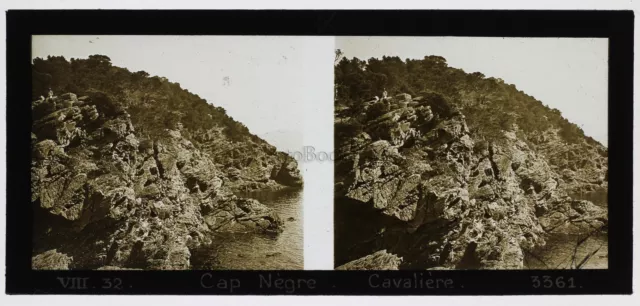 Cape Negro Riding France Photo Stereo Plate Glass Broken Vintage 1932