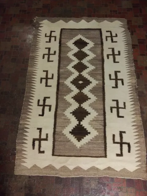 Pre 1940's Antique Navajo Whirling Logs Rug