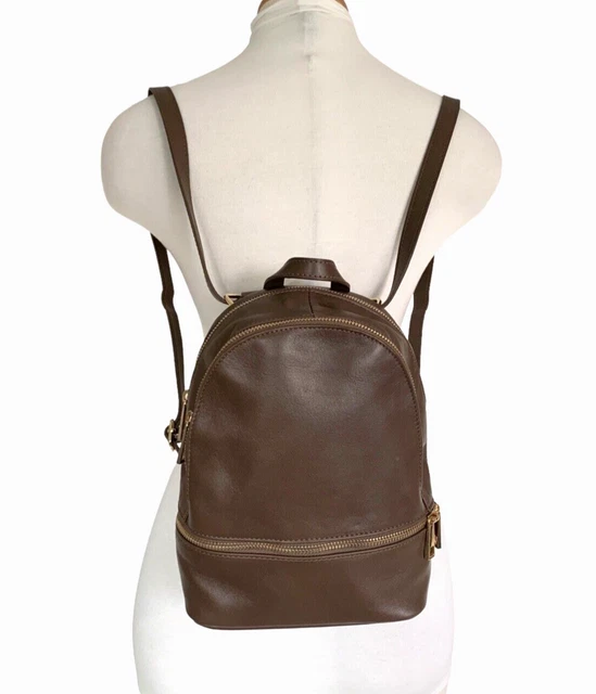 Italian Leather Backpack Crossbody Bag Travel Taupe Brown Convertible NWOT