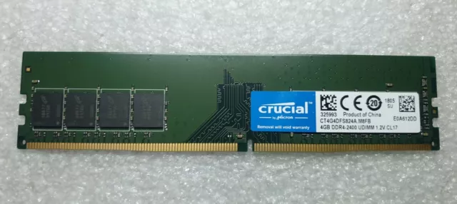 CRUCIAL CT4G4DFS824A.M8FB 4GB 1x4GB PC4-19200 2400MHz UDIMM Memory Ram DDR4 Pc