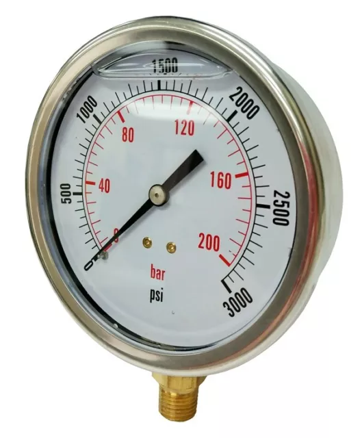 ANFIELD Pressure Gauge, 2-1/2", 0-3,000 PSI, 1/4" LM