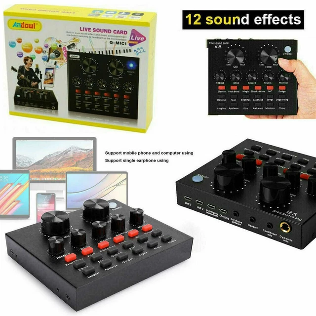 Mixer audio live multifunzionale Bluetooth con volume regolabile per Pc micro...