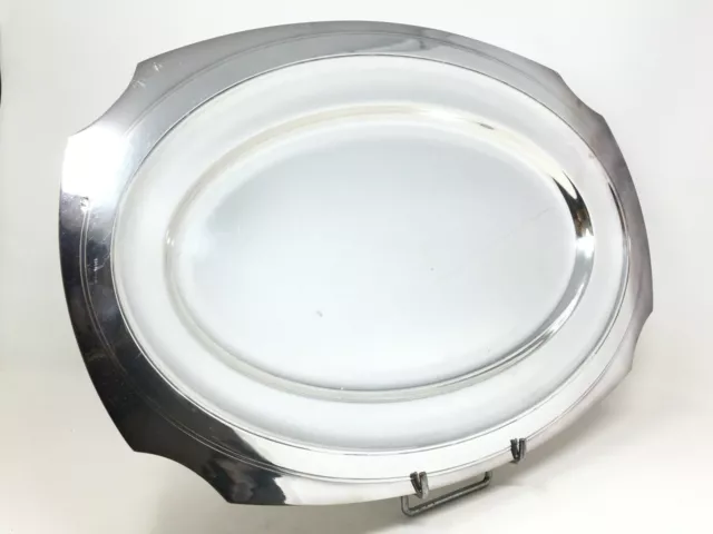 Plato De Servicio Metal Plateado Antigua Plata Metal Bandeja N 2