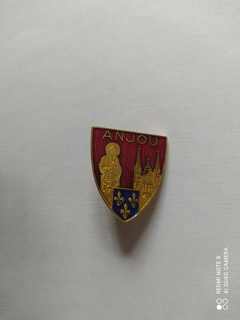 Broche Ancienne émaillée Blason Armoiries Anjou - Occasion, Métal