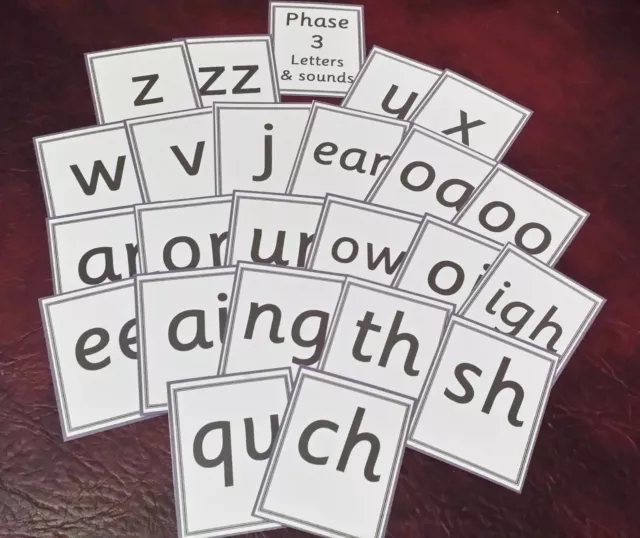 Phase 3 Letters & Sounds - Starting school Reception Years Flash cards PHONICS