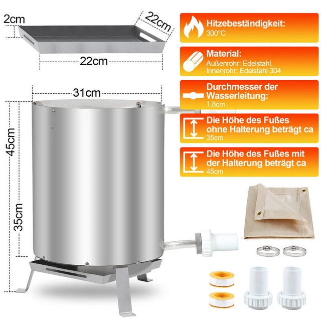 Poolheizung Mit Holz - Edelstahl Heizspirale Für Pool, Hitzebeständig Bis 300°C