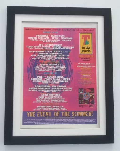 T In The PARK FESTIVAL 1998*ORIGINAL*POSTER*AD*FRAMED*FAST WORLD SHIP