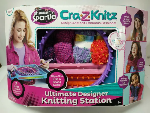 Cra-Z-Art Shimmer 'n Sparkle Cra-Z-Knitz Ultimate Designer Knitting Station New