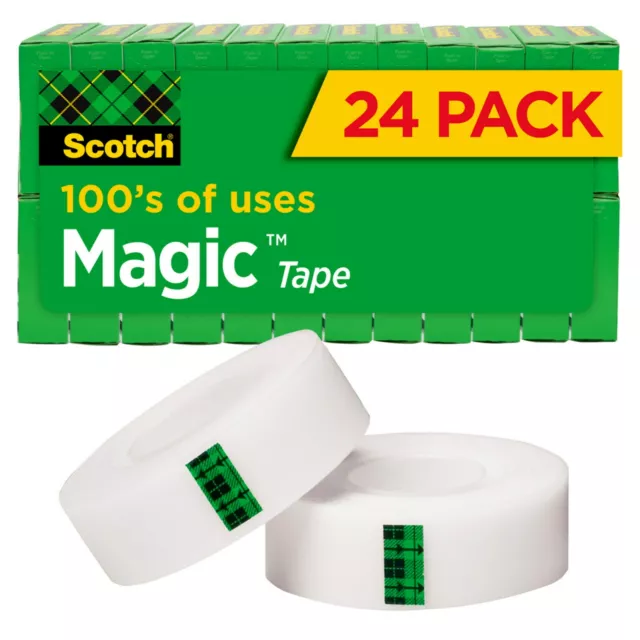 Scotch Magic Tape, Invisible, 24 Tape Rolls