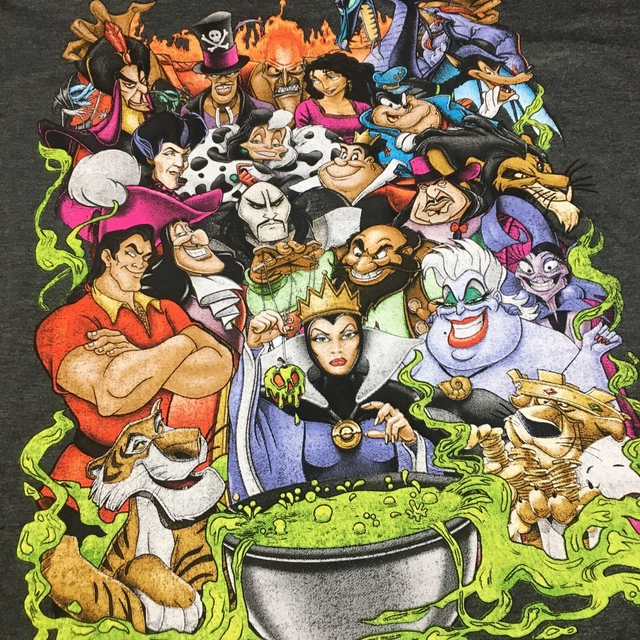 DISNEY SHIRT ADULT 2XL Villains T Evil Queen Ursula Scar Hades Cruella 