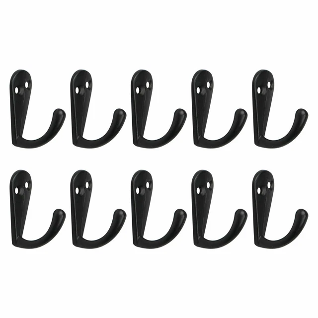 10pcs Robe Hooks Metal Hook Keys Scarf Towel Wall Bathroom DIY Hanger w Screws