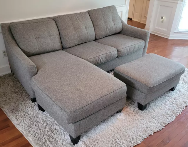 Sleeper Couch With Chaise Lounger And Ottoman (Room to Go)