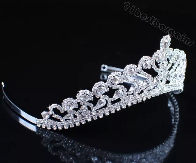 Princess Tiaras Diadem Wedding Bridal Crowns Clear Rhinestones Crystal Headband 2