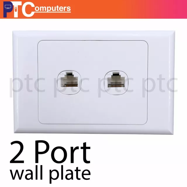 2 Gang Wall Plate Wallplate Clipsal Style 1 RJ45 Cat 6 Data Network LAN Jack