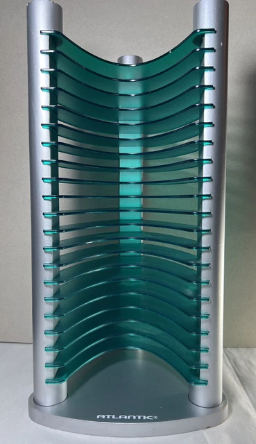 Aqua Blue 20 Jewel CD Case Rack Atlantic Tower Wood Storage Holder