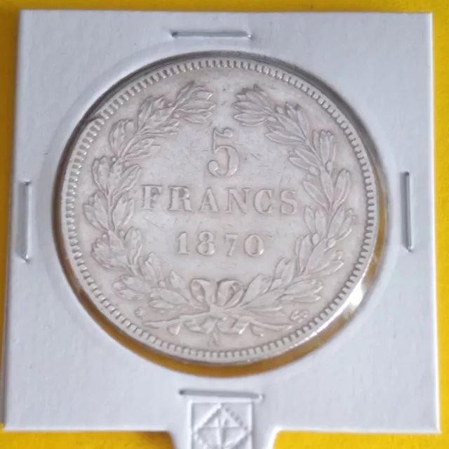 Frankreich 5 Francs 1870 A Ceres Silber