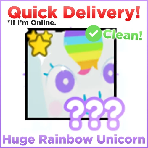 ROBLOX PSX PET Simulator X Huge Rainbow Unicorn *CLEAN + SAFE* 126.39