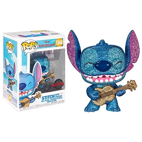 DISNEY LILO & Stitch Stitch with Ukulele Diamond Glitter POP! Figure