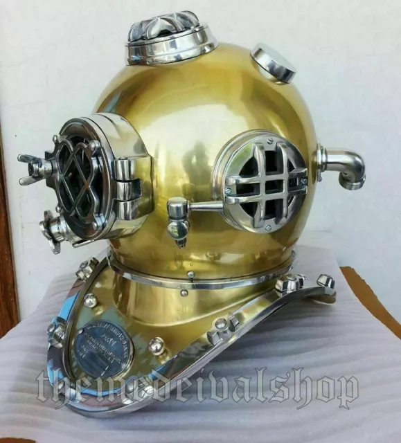 Brass Finish Maritime Nautical U.S Navy Mark V Scuba Divers Diving Helmet Gift