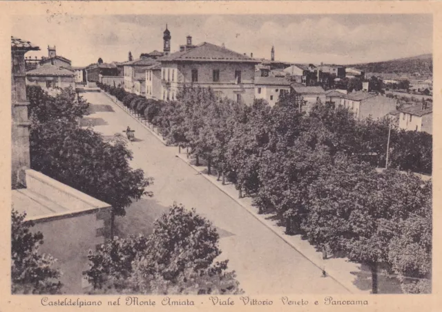 C15794-Castel Del Piano Nel Monte Amiata, Viale Vittorio Veneto E Panorama, 1949