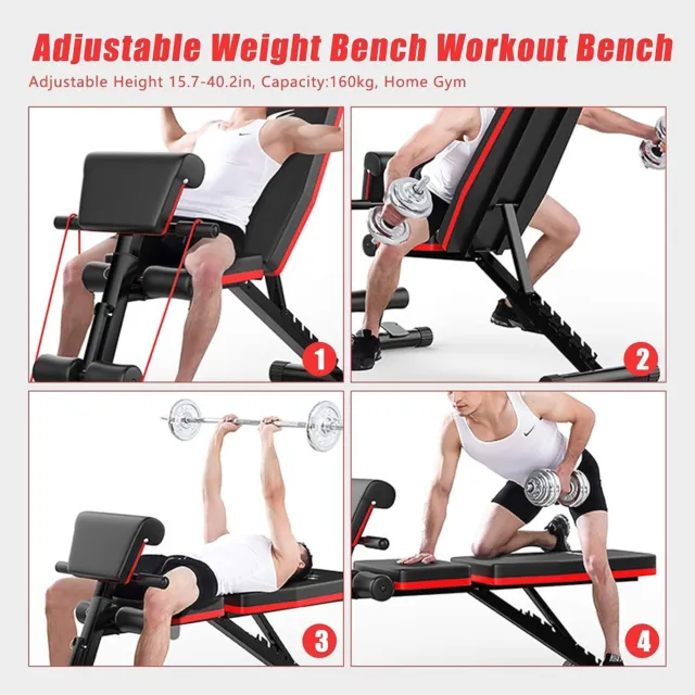 Adjustable Foldable Dumbbell Bench Fitness Weight Training Workout Gym 7 Incline