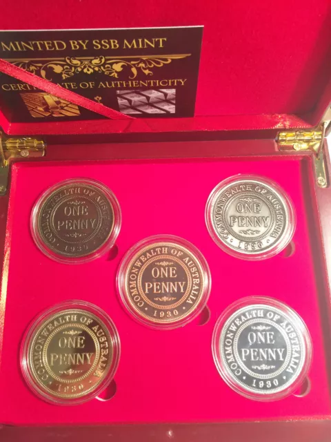 2015 Boxed Set of 5 x 1 oz 85 year Anniversary of the 1930 penny coins LTD 2,500