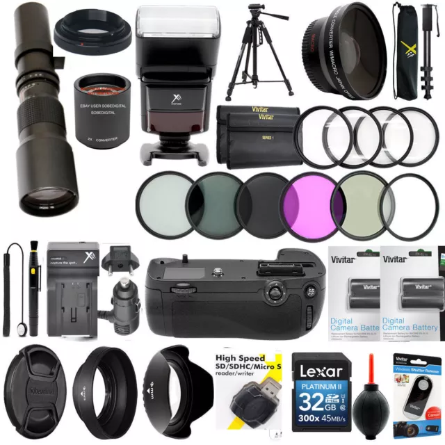 Nikon D7200 Hd Telescope Telephoto Zoom Lens 500-1000Mm + 40Pc Pro Accessory Kit