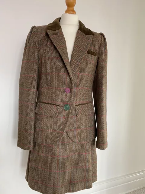 Joe Browns Two Piece Skirt Suit - Size 14 Jacket, 12 Skirt. Brown Tweed Style