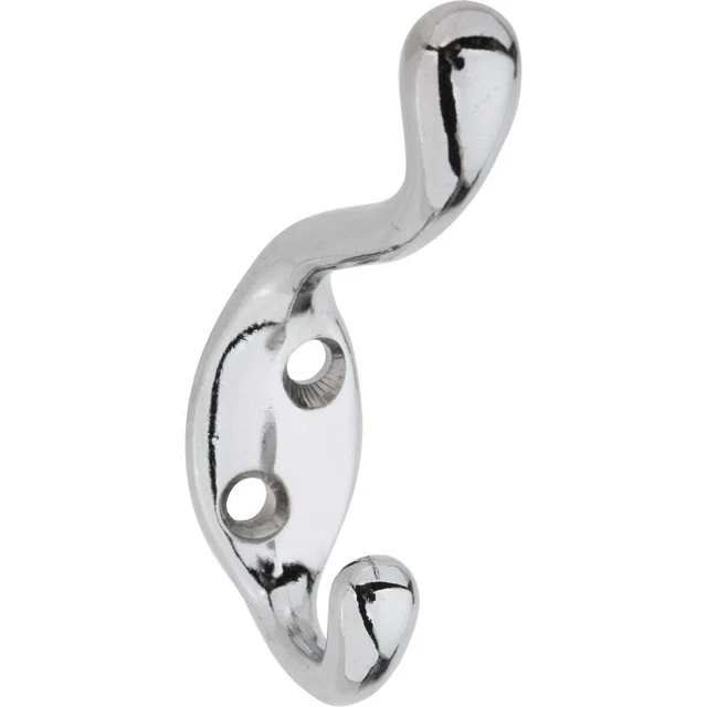 National Heavy-Duty Chrome Coat & Hat Wardrobe Hook N273516 Pack of 20 National