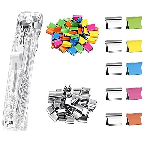 1 Pc Clear Clam Clip Dispenser with 50 Colorful Metal Refill Clips &...