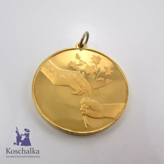 925er Silber Medaille mit Goethe Text, Muttertag 1975, vergoldet (E3568)