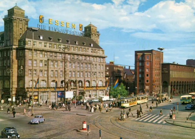 AK Straßenbahn Essen,am Hauptbahnhof,VW Käfer,MB 180 W120,  ungelaufen